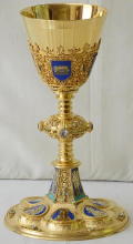Solid silver gilt antique French Gothic Chalice.
